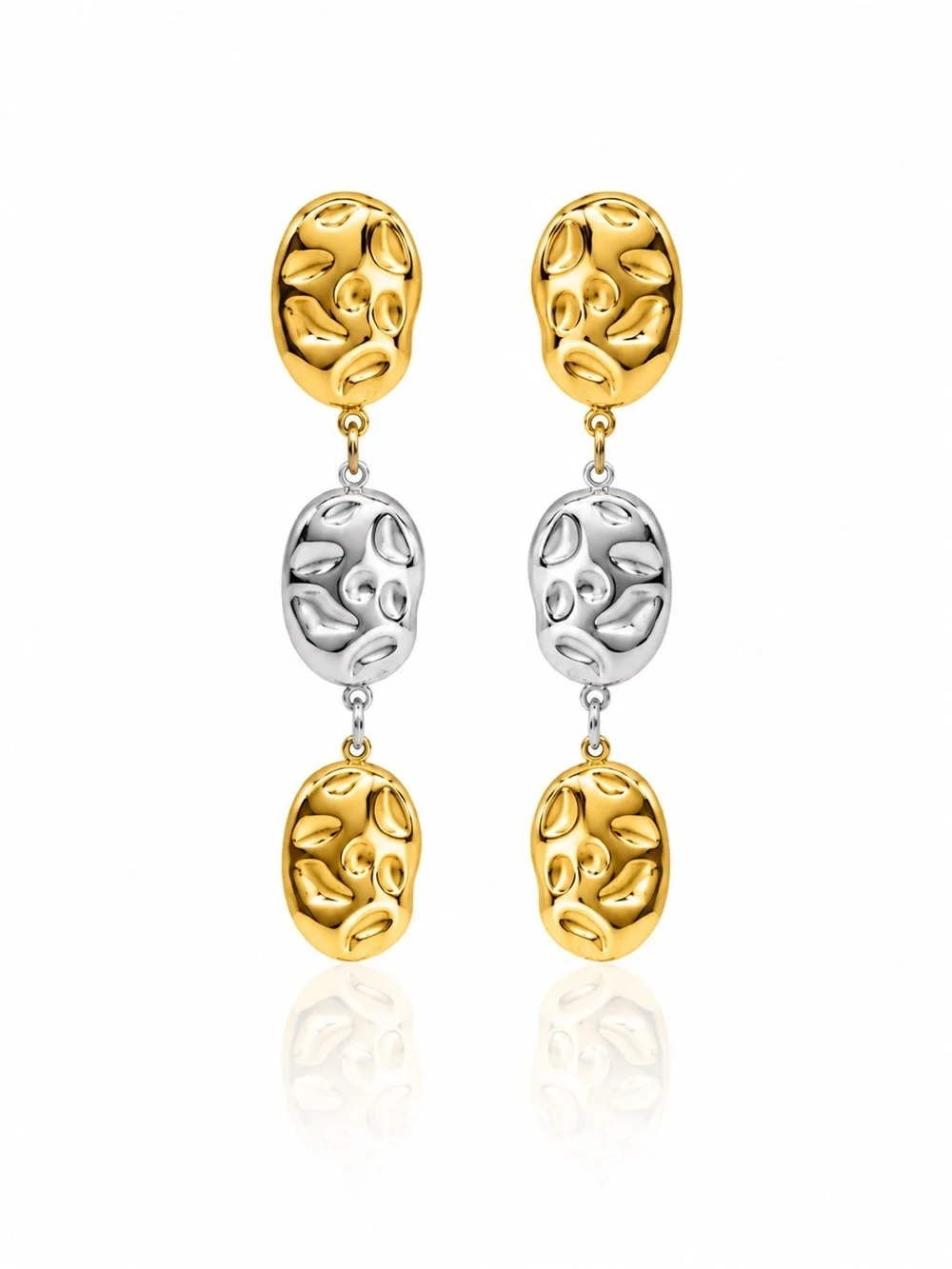Mixed Metal Drop Earrings - Picture 1 of 2